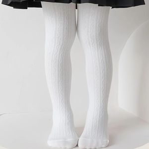 Girl solid white knitted pantyhose 3Y-5Y